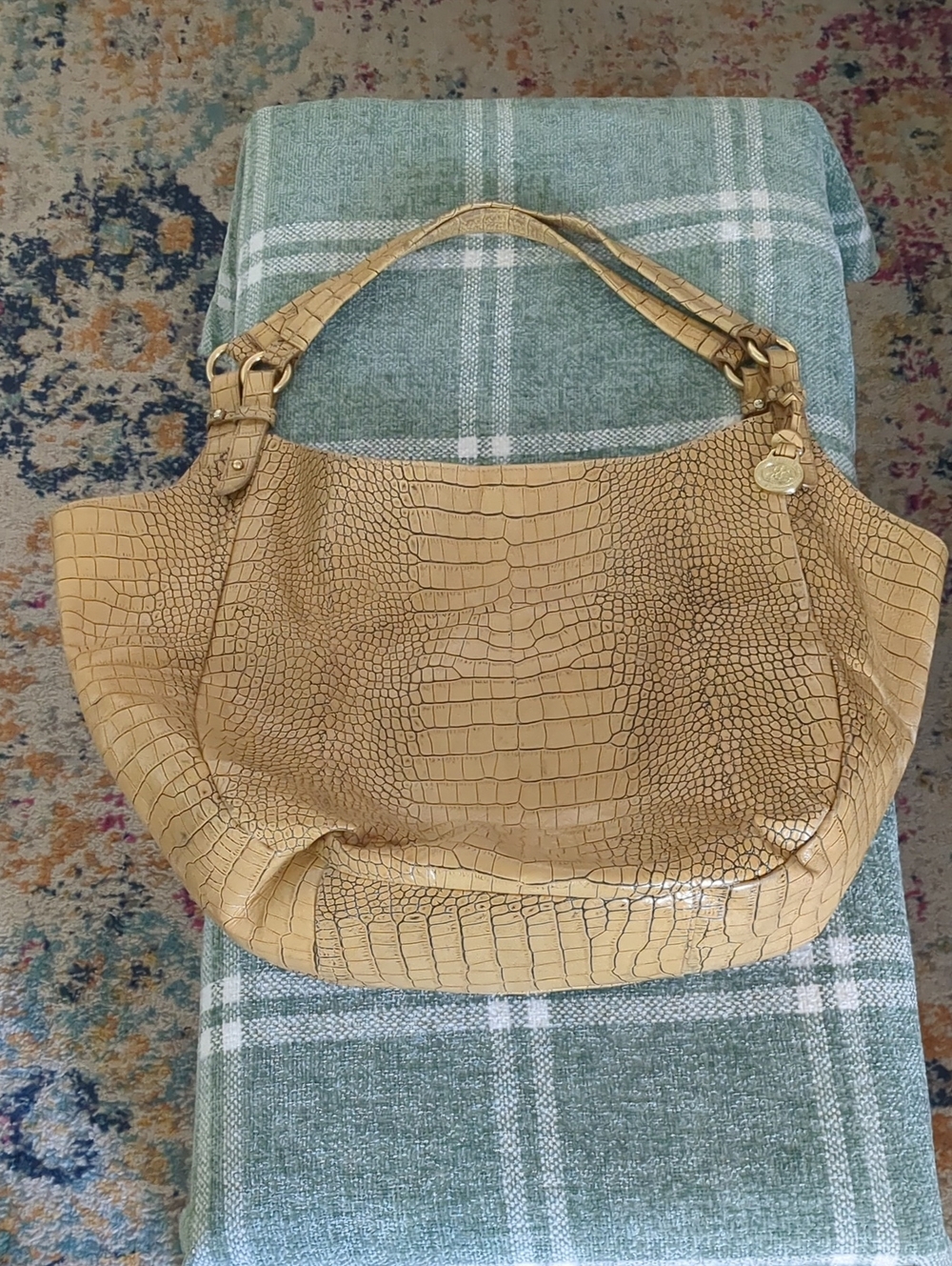 Brahmin Alligator Embossed Jacqueline Leather Hobo Bag Purse
